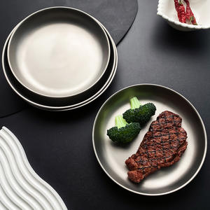 จานไทเทเนียมแท้ ขนาด 19 ซม. 21 ซม. แบบขัดทราย รูปทรงกลม สำหรับย่างเนื้อ ผัก ใช้กลางแจ้ง โรงแรม ร้านกาแฟ ชา - Product Image 1