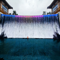 Fontaine à cascade artificielle en acier inoxydable 304 sur mesure DEWY Factory, cascade d'eau extérieure avec éclairage LED
