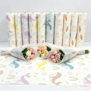 Rollo de Tela No Tejida de Polipropileno Impreso, Material de Polipropileno con Patrón de Dibujos Animados para Envolver Ramos de Flores Frescas - Product Image 3