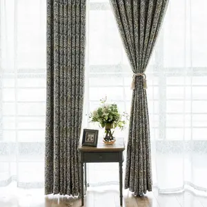 Factory Direct Supply Curtain Modern Pastoral European Style Double Matte Black Silk Shading Printing Curtain Window Screen
