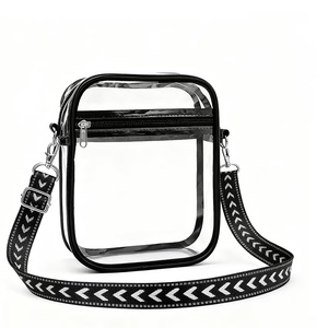 Borsa a tracolla trasparente impermeabile con tracolla regolabile in jacquard, disponibile nelle taglie grande, media e piccola. - Product Image 3