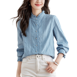 <span class=keywords><strong>Camicia</strong></span> da donna giapponese con colletto a risvolto piccolo e maniche lunghe bianche, nuova collezione autunnale, stile giovanile - Product Image 5
