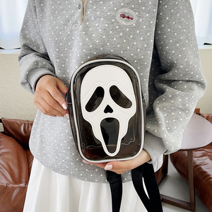 Nuova Borsa a Tracolla Stile Coreano Trendy e Originale con Teschio Fantasma, Borsa <span class=keywords><strong>Monospalla</strong></span> per Uomo e Donna, in PVC con Cerniera, Morbida Piccola Custodia per Telefono - Product Image 4