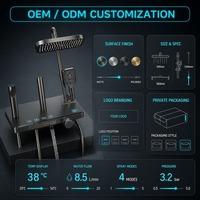 Ensemble de douche thermostatique intelligent à affichage numérique LED, avec étagère de rangement, pour salle de bain, vente en gros, personnalisable OEM/ODM