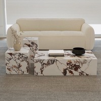 Meubles en pierre naturelle Table basse socle bas marbre Salon luxe naturel personnalisé Calacatta Viola Table basse d'appoint