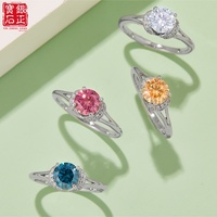 Bague Minimaliste Halo en Argent Sterling S925 Plaqué Rhodium avec Moissanite Certifiée GRA 1 Carat Couleur D Taille Brillant