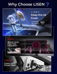 LISEN 2026 Cargador Inalámbrico Magnético Giratorio para Auto Qi2.2 25W, Soporte de Carga Rápida para Teléfono, Compatible con iPhone 17 16 15 Pro <span class=keywords><strong>Max</strong></span> <span class=keywords><strong>Plus</strong></span> - Product Image 4