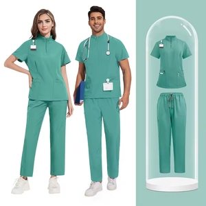 Venta al por mayor con logotipo personalizado antiarrugas suave mujeres Scrubs Hospital peluquería uniforme médico Scrubs enfermera <span class=keywords><strong>Scrub</strong></span> <span class=keywords><strong>Jogger</strong></span> uniformes conjuntos - Product Image 4