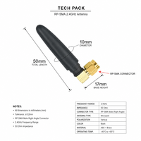 Antenne WiFi Monopole 90 Degrés 2.4GHz 2.5dBi à Gain Élevé RP-SMA Mâle pour Routeur PC Adaptateur Sans Fil Bluetooth
