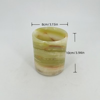 Porte-pinceau de maquillage rond en marbre naturel Jade Porte-stylo de rangement de bureau antidérapant et durable pour salle de bain ou bureau