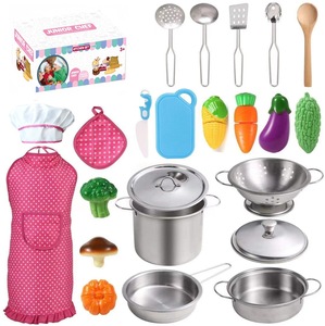 Hot Selling Children's Kitchen Pretend Play <b>Toys</b> with Stainless Steel Cookware <b>Pots</b> <b>and</b> <b>Pans</b> Set for Kids Toddlers - Product Image 2
