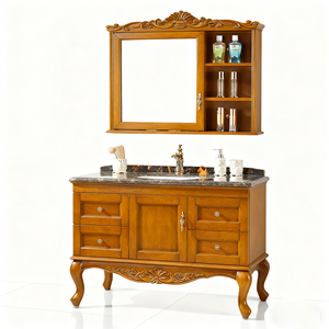 Tocador de montaje en pared <span class=keywords><strong>Vintage</strong></span> de lujo Gabinete de tocador de baño con tapa de mármol con espejo - Product Image 6