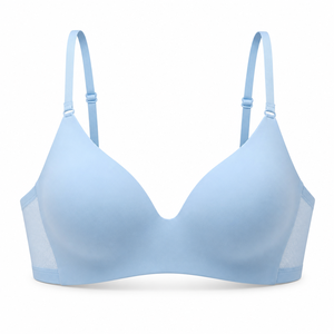 Soutien-gorge sans couture bleu ciel pour femme, bretelles fines, bonnets moulés, ailes en maille respirante, léger pour le quotidien - Product Image 1