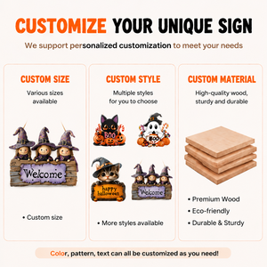 Pendentif de porte en bois motif sorcières violettes et animaux pour Halloween, décoration vintage de vacances, ornement suspendu 5mm - Product Image 2
