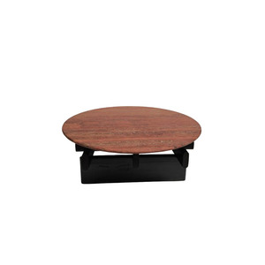 Tavolino da Caffè in Travertino Rosso Naturale Lucidato e Levigato, Design Moderno Unico e Elegante per Soggiorno e Arredamento Casa - Product Image 1