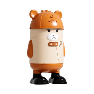 Detective Bear Flip Top Trash Can Large Capacity Cartoon Wastebasin Indoor Household Bathroom Use - Product Image 5