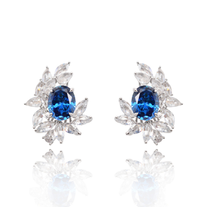 Boucle d'oreille feuille délicate à la mode unique en argent sterling 925 Zircon bijoux de mode de luxe pour cadeau unisexe - Product Image 1