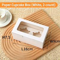Boîte à gâteau rectangulaire en carton blanc avec fenêtre transparente, qualité alimentaire, personnalisable, pour cupcakes, tartes aux œufs, pâtisseries, emballage à emporter pour boulangerie