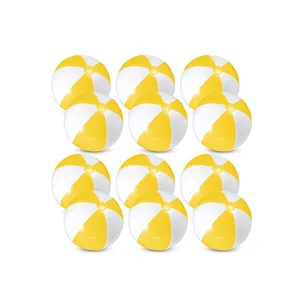 Bola pantai tiup kuning kekuatan tinggi 6 Panel, mainan musim panas