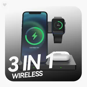 2022 15W Fast 4-in-1 Qi Wireless Charger New Gadget Fast Wireless Charging Pad Factory Mobile Phone Type C Black White 12 Month