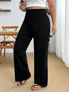 Pantalon évasé extensible taille haute pour femme grande taille, coupe large, idéal pour les silhouettes pomme, <span class=keywords><strong>sans</strong></span> ceinture, lavable en machine - Product Image 6