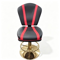Commercial 360 °   Chaise pivotante pour machine à sous de casino, en cuir PU noir et rouge, base dorée, ergonomique, durable, tabouret de bar pour jeux