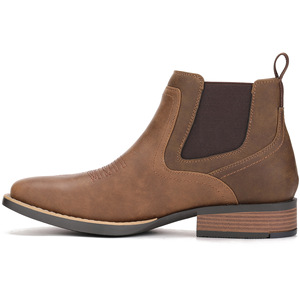 Botas Vaqueras Occidentales de Punta Ancha Estilo Vintage Bordadas Tallas Grandes, Botas Chelsea Bicolor Casuales Cómodas y a la Moda - Product Image 1