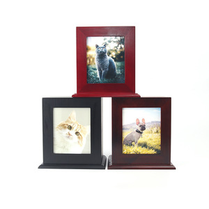 Pet <b>Urn</b> Rectangle Pine Wood Sealed Cremation Memorial With Photo Display For <b>Cats</b> Dogs - Product Image 3