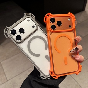 New Four Corners Gasbag Shockproof Magnetic Wireless Charging Anti-Fingerprint Transparent TPU+Acrylic Phone Case for 17 - Product Image 2