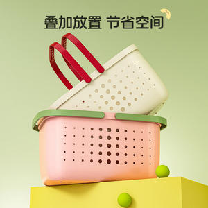 Panier de rangement rectangulaire pour salle de bain avec poignée, pour shampoing de douche, utilisation extérieure, blanc, gris, rose, vert, blanc laiteux, rouge - Product Image 3