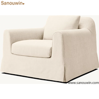 Fauteuil de loisirs moderne avec housse, fauteuil d'appoint rembourré en tissu de lin pour l'intérieur de la maison