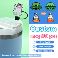 Tapón de silicona de PVC personalizado con diseño de gato, reutilizable, seguro para alimentos (FDA), a prueba de polvo, para pajitas.