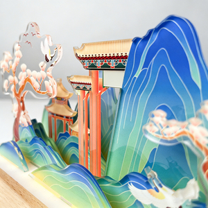 Lampe de nuit artistique en acrylique assemblée sur mesure, bâtiment de ville, support en acrylique, cadeau, présentoir de bureau, <span class=keywords><strong>puzzle</strong></span> de ville - Product Image 6