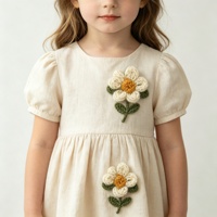 Applique florale en laine au crochet de 5 cm, feuilles vertes, cœur, fil fait main pour vêtements d'enfants, sacs, chapeaux, accessoires pour cheveux, décoration de couture DIY
