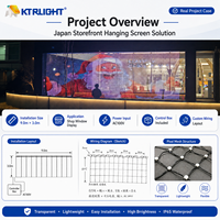 Écran LED flexible pour extérieur P50 Japan Projects, résistant à l'eau IP68, transparent, pour façade de bâtiment, affichage en grille de pixels