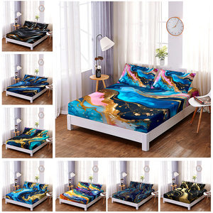 Juego de Sábanas de 3 Piezas con Diseño de Mármol Abstracto y Vetas Doradas, Patrón de Ágata, Bolsillos Profundos, para Cama Queen/King - Product Image 5
