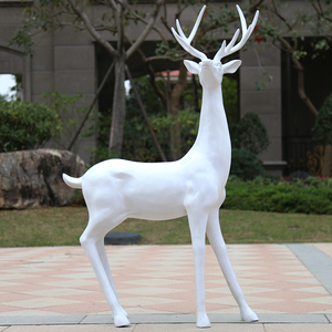 Simulación de fibra de vidrio, escultura de ciervo manchado de animales, ciervo blanco, oficina de ventas, jardín de flores al aire libre, decoración de paisaje, adornos - Product Image 3