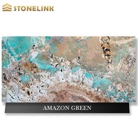 Dalle de marbre vert Amazon, pierre turquoise naturelle, grande dalle pour revêtement mural de villa, décoration de comptoir