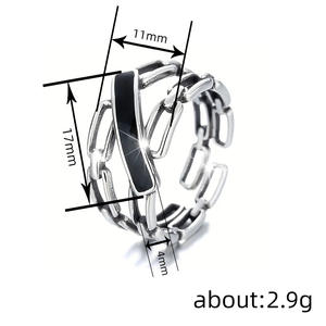 Anello Geometrico A109 in Onice Nero con Fissaggio a Tensione, Gioiello Unisex da Regalo - Product Image 4