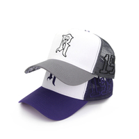 Gorra deportiva Premium Lisa clásica de 5 paneles de alta calidad con logotipo personalizado, gorra de camionero personalizada de malla de sublimación OEM más popular