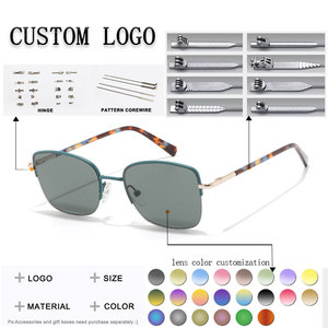 Lunettes de soleil unisexes à monture carrée en métal, verres dégradés, UV400, polarisées, style œil de chat, logo personnalisé - Product Image 2