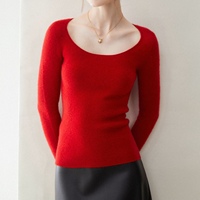 Pull en cachemire pur 100% pour femme, col en U, léger, doux, coupe ajustée, haut de gamme, pour l'automne et l'hiver
