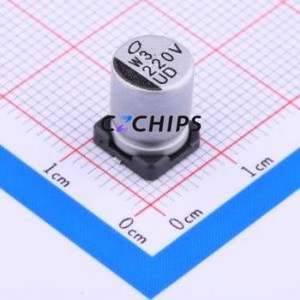 Condensateur électrolytique en aluminium SMD UUD1V221MNL1GS, SMD, D8xL10mm 220uF 20% 35V 450mA-100kHz - Product Image 1