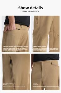 <span class=keywords><strong>Pantalones</strong></span> de Golf Ajustados para Hombre, de Nailon y Elastano, Frente Plano, <span class=keywords><strong>Sin</strong></span> <span class=keywords><strong>Plancha</strong></span>, Elásticos, de Secado Rápido, Casuales de Negocios para el Trabajo - Product Image 4