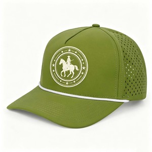 Custom 5 Panel <b>Flat</b> Brim Printing Rubber Patch Logo Nylon Baseball Cap Water Resistant Laser Cut Hole Perforated Trucker <b>Hat</b> - Product Image 1