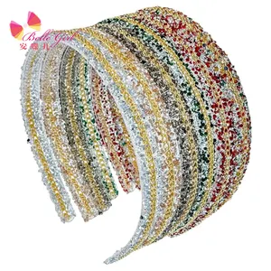 BELLEWORLD beliebte individualisierte verpackung strass-kopfbänder für frauen luxus-6-farben glitzer-kette kristall-kopfbänder für baby-mädchen