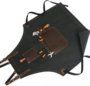 Black Polyamide <b>Waterproof</b> <b>Work</b> Apron Leather Pockets Needle Detection Adjustable Strap Unisex Dust Proof Tool Holders-HARAZ - Product Image 4