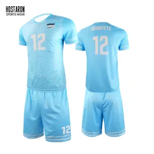HOSTARON Camisa de Futebol Azul para Nova Temporada Venda Quente de Qualidade Tailandesa Sublimação Roupa Esportiva Uniforme de Futebol Feito sob Encomenda