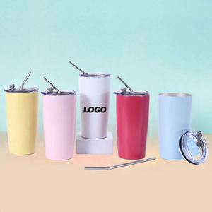แก้วน้ำสแตนเลสแบบกำหนดเองขนาด 20 ออนซ์ พร้อมฝาและหลอด - แก้วกาแฟแบบเก็บอุณหภูมิสำหรับเดินทาง เหมาะสำหรับของขวัญส่งเสริมการขาย - Product Image 1