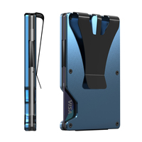 Porte-cartes intelligent en alliage d'aluminium bleu localisable avec blocage RFID, porte-cartes Afi